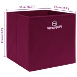 vidaXL Cutii depozitare, 10 buc., roșu închis, 32x32x32 cm, textil vidaXL Cutii depozitare, 10 buc., roșu închis, 32x32x32 cm, textil