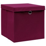 vidaXL Cutii depozitare cu capac 10 buc. roșu închis 32x32x32cm textil vidaXL Cutii depozitare cu capac 10 buc. roșu închis 32x32x32cm textil