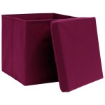 vidaXL Cutii depozitare cu capac 10 buc. roșu închis 32x32x32cm textil vidaXL Cutii depozitare cu capac 10 buc. roșu închis 32x32x32cm textil