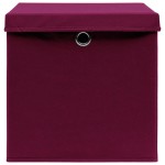 vidaXL Cutii depozitare cu capac 10 buc. roșu închis 32x32x32cm textil vidaXL Cutii depozitare cu capac 10 buc. roșu închis 32x32x32cm textil