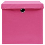 vidaXL Cutii depozitare cu capace 4 buc. roz, 32x32x32 cm, textil vidaXL Cutii depozitare cu capace 4 buc. roz, 32x32x32 cm, textil