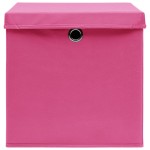 vidaXL Cutii depozitare cu capace 10 buc. roz, 32x32x32 cm, textil vidaXL Cutii depozitare cu capace 10 buc. roz, 32x32x32 cm, textil