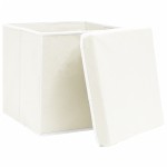 vidaXL Cutii depozitare cu capace 4 buc. alb, 32x32x32 cm, textil vidaXL Cutii depozitare cu capace 4 buc. alb, 32x32x32 cm, textil