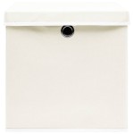 vidaXL Cutii depozitare cu capace 4 buc. alb, 32x32x32 cm, textil vidaXL Cutii depozitare cu capace 4 buc. alb, 32x32x32 cm, textil