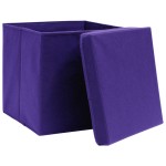 vidaXL Cutii depozitare cu capace 4 buc. violet, 32x32x32 cm, textil vidaXL Cutii depozitare cu capace 4 buc. violet, 32x32x32 cm, textil