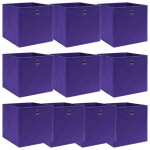 vidaXL Cutii depozitare, 10 buc., violet, 32x32x32 cm, textil vidaXL Cutii depozitare, 10 buc., violet, 32x32x32 cm, textil