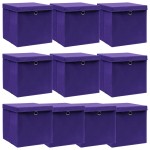 vidaXL Cutii depozitare cu capace 10 buc. violet, 32x32x32 cm, textil vidaXL Cutii depozitare cu capace 10 buc. violet, 32x32x32 cm, textil