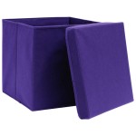 vidaXL Cutii depozitare cu capace 10 buc. violet, 32x32x32 cm, textil vidaXL Cutii depozitare cu capace 10 buc. violet, 32x32x32 cm, textil