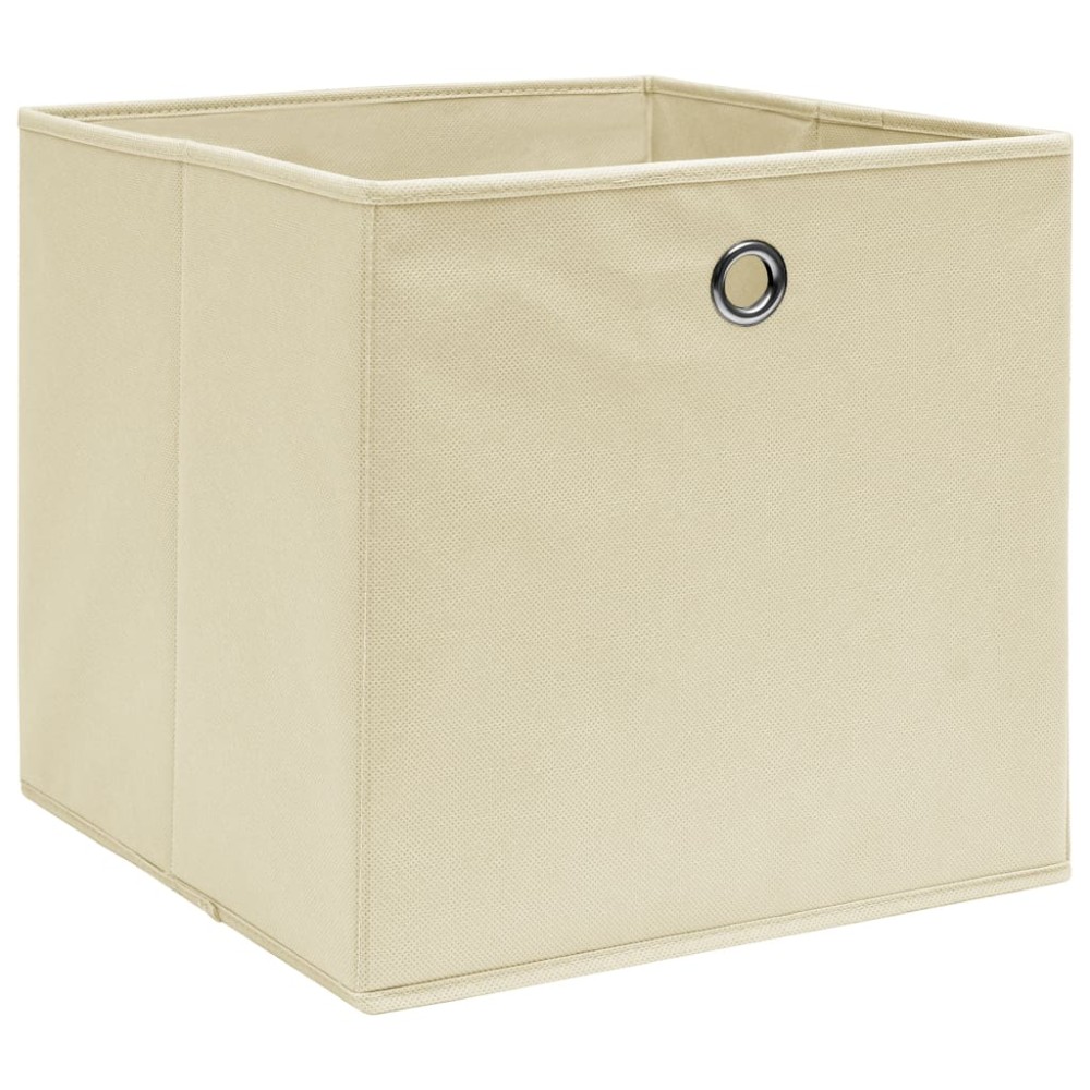 vidaXL Cutii de depozitare, 10 buc., crem, 32x32x32 cm, textil