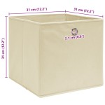 vidaXL Cutii de depozitare, 10 buc., crem, 32x32x32 cm, textil