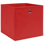 vidaXL Cutii depozitare, 10 buc, roșu, 32x32x32 cm, textil vidaXL Cutii depozitare, 10 buc, roșu, 32x32x32 cm, textil