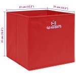 vidaXL Cutii depozitare, 10 buc, roșu, 32x32x32 cm, textil vidaXL Cutii depozitare, 10 buc, roșu, 32x32x32 cm, textil