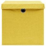 vidaXL Cutii depozitare cu capace 4 buc., galben, 32x32x32 cm, textil vidaXL Cutii depozitare cu capace 4 buc., galben, 32x32x32 cm, textil