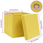 vidaXL Cutii depozitare cu capace 4 buc., galben, 32x32x32 cm, textil vidaXL Cutii depozitare cu capace 4 buc., galben, 32x32x32 cm, textil
