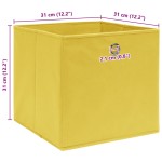vidaXL Cutii depozitare, 10 buc., galben, 32x32x32 cm, textil vidaXL Cutii depozitare, 10 buc., galben, 32x32x32 cm, textil