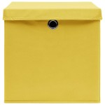 vidaXL Cutii depozitare cu capace 10 buc. galben, 32x32x32 cm, textil vidaXL Cutii depozitare cu capace 10 buc. galben, 32x32x32 cm, textil