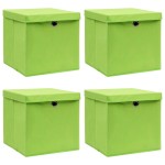 vidaXL Cutii depozitare cu capace 4 buc. verde, 32x32x32 cm, textil vidaXL Cutii depozitare cu capace 4 buc. verde, 32x32x32 cm, textil