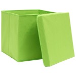 vidaXL Cutii depozitare cu capace 4 buc. verde, 32x32x32 cm, textil vidaXL Cutii depozitare cu capace 4 buc. verde, 32x32x32 cm, textil
