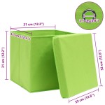 vidaXL Cutii depozitare cu capace 4 buc. verde, 32x32x32 cm, textil vidaXL Cutii depozitare cu capace 4 buc. verde, 32x32x32 cm, textil