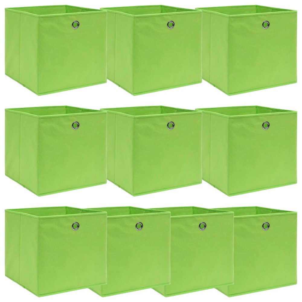 vidaXL Cutii depozitare, 10 buc., verde, 32x32x32 cm, textil