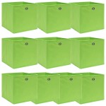 vidaXL Cutii depozitare, 10 buc., verde, 32x32x32 cm, textil vidaXL Cutii depozitare, 10 buc., verde, 32x32x32 cm, textil