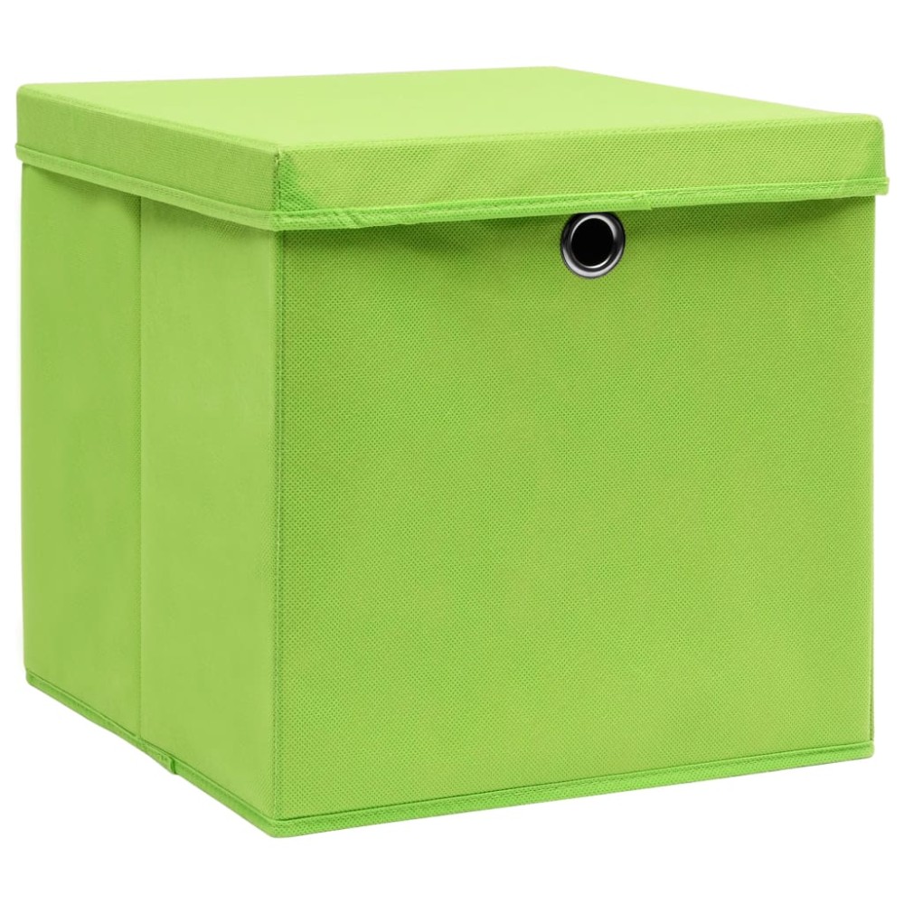 vidaXL Cutii depozitare cu capace 10 buc. verde, 32x32x32 cm, textil