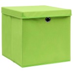 vidaXL Cutii depozitare cu capace 10 buc. verde, 32x32x32 cm, textil vidaXL Cutii depozitare cu capace 10 buc. verde, 32x32x32 cm, textil
