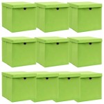 vidaXL Cutii depozitare cu capace 10 buc. verde, 32x32x32 cm, textil vidaXL Cutii depozitare cu capace 10 buc. verde, 32x32x32 cm, textil