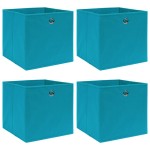 vidaXL Cutii de depozitare, 4 buc., bleu, 32x32x32 cm, textil vidaXL Cutii de depozitare, 4 buc., bleu, 32x32x32 cm, textil