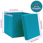 vidaXL Cutii depozitare cu capace 4 buc. albastru, 32x32x32 cm, textil vidaXL Cutii depozitare cu capace 4 buc. albastru, 32x32x32 cm, textil