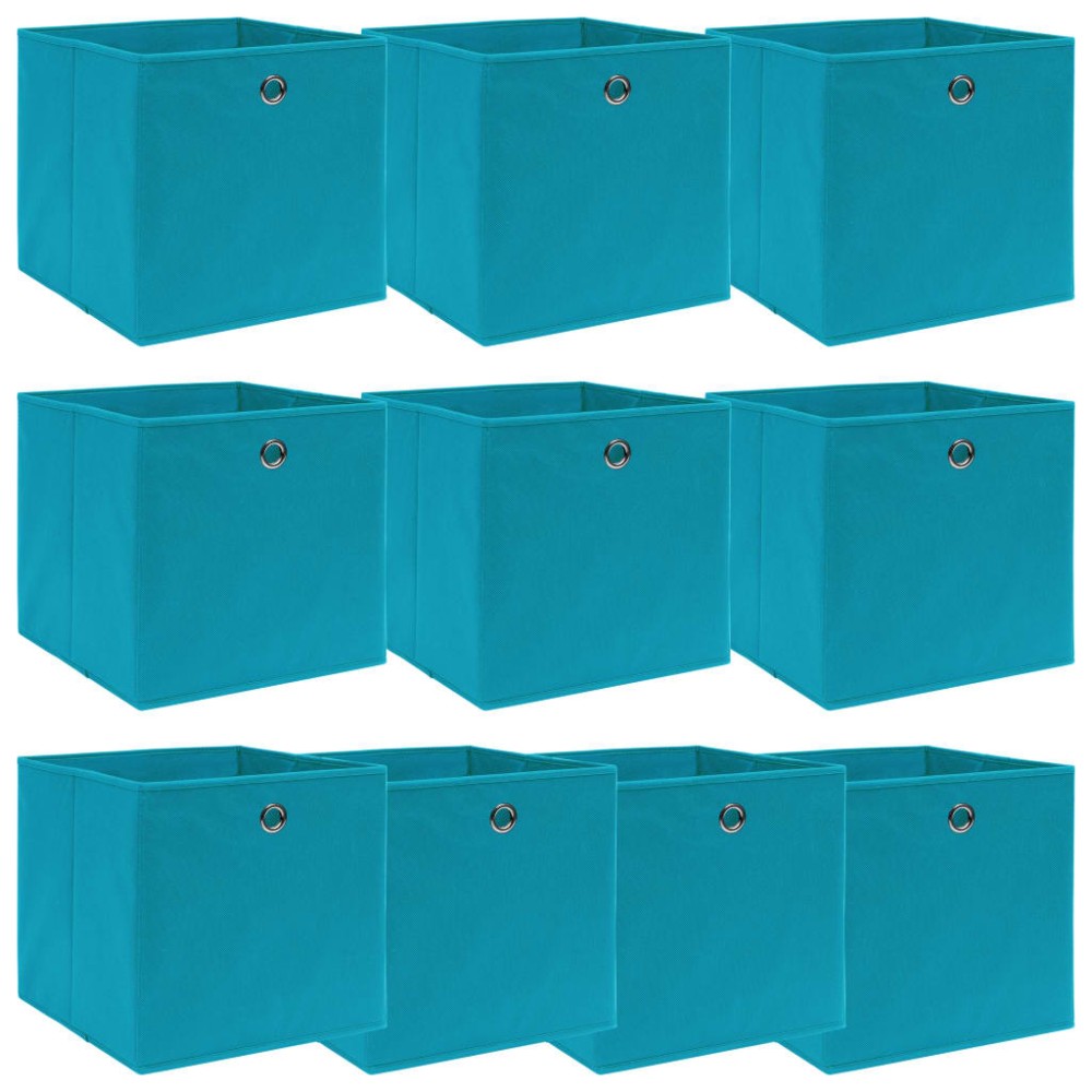 vidaXL Cutii de depozitare, 10 buc., bleu, 32x32x32 cm, textil