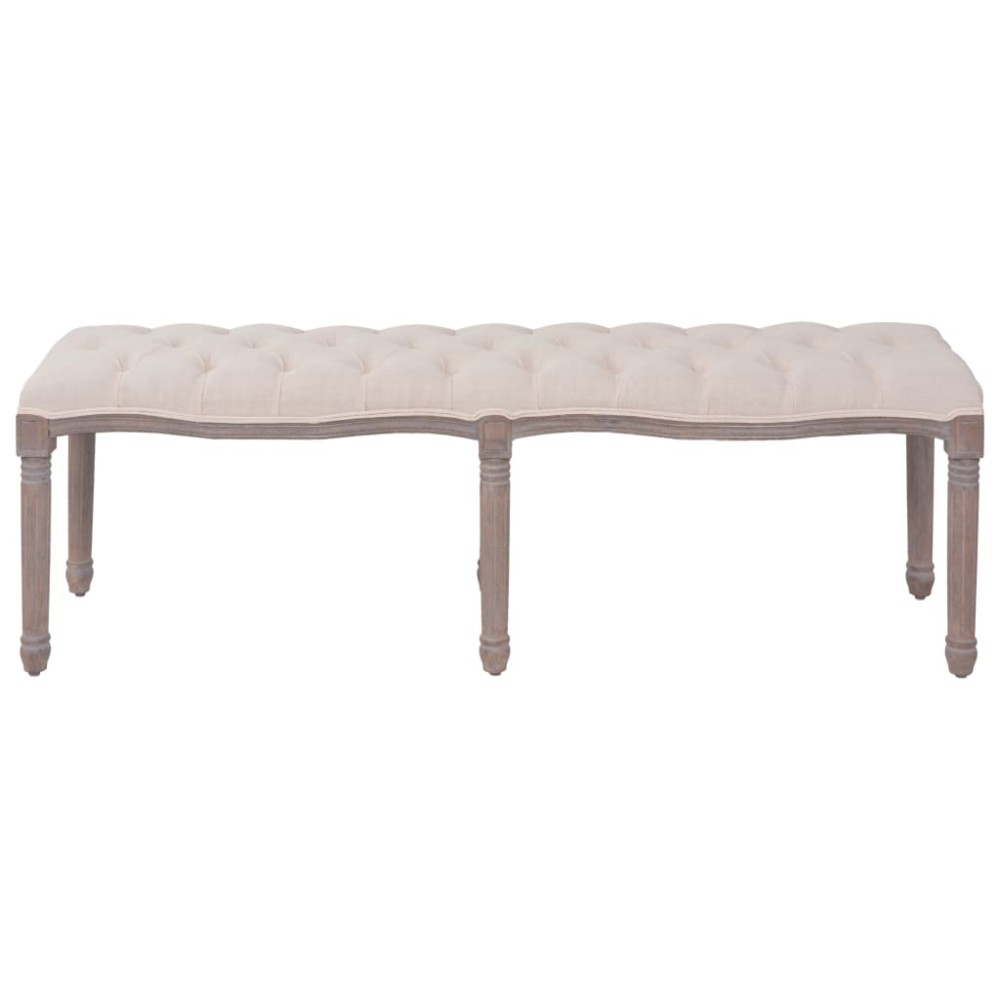 vidaXL Bancă, alb crem, 59.1"x15.7"x18.9", țesătură și lemn masiv