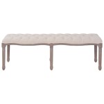 vidaXL Bancă, alb crem, 59.1"x15.7"x18.9", țesătură și lemn masiv