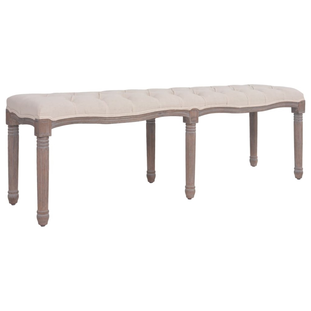 vidaXL Bancă, alb crem, 59.1"x15.7"x18.9", țesătură și lemn masiv
