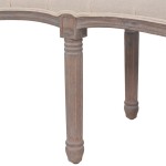 vidaXL Bancă, alb crem, 59.1"x15.7"x18.9", țesătură și lemn masiv