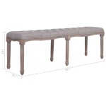 vidaXL Bancă, alb crem, 59.1"x15.7"x18.9", țesătură și lemn masiv
