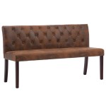 vidaXL Bancă, maro, 148,5 cm, velur ecologic