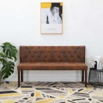 vidaXL Bancă, maro, 148,5 cm, velur ecologic
