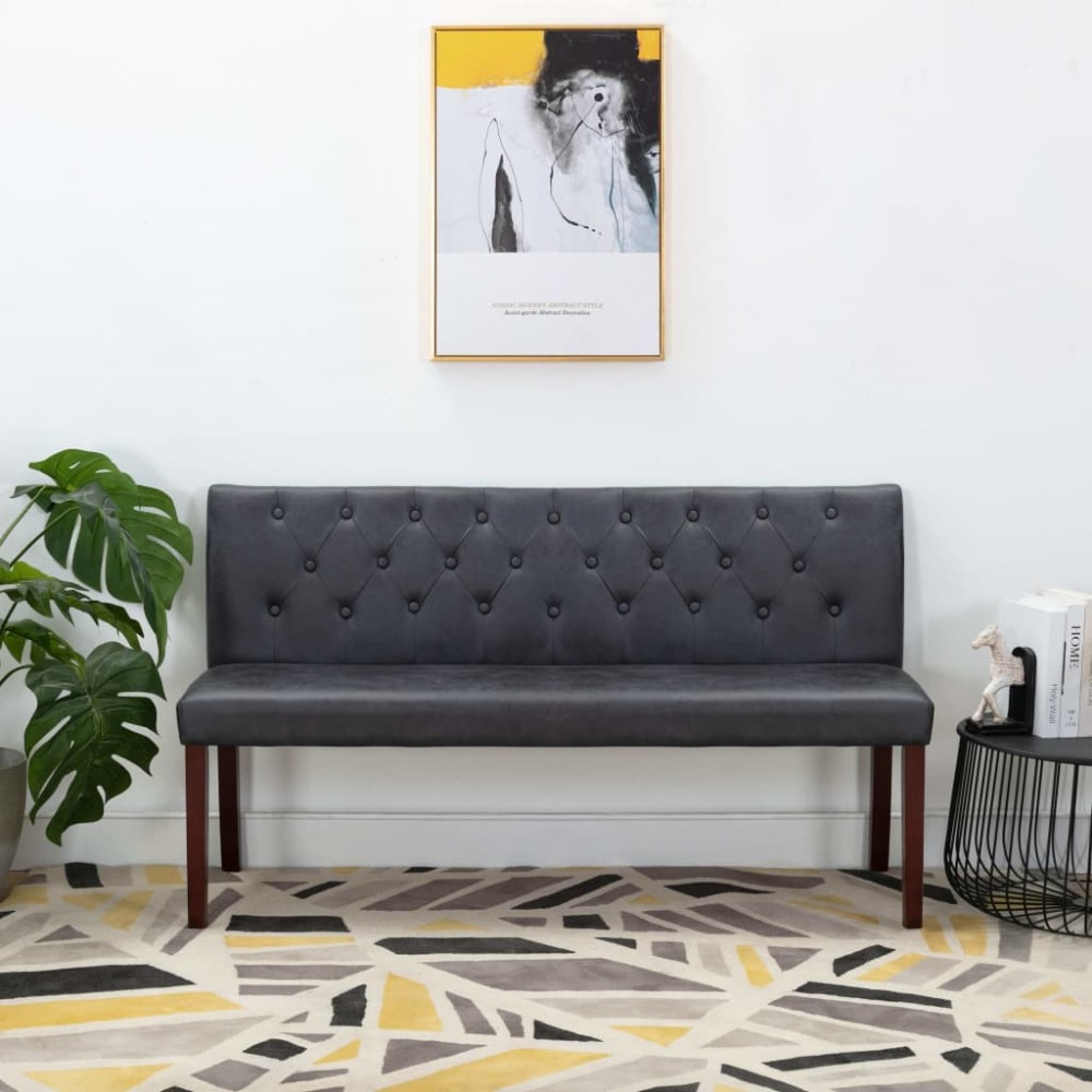 vidaXL Bancă, gri, 148,5 cm, velur ecologic