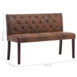vidaXL Bancă, maro, 120 cm, velur ecologic