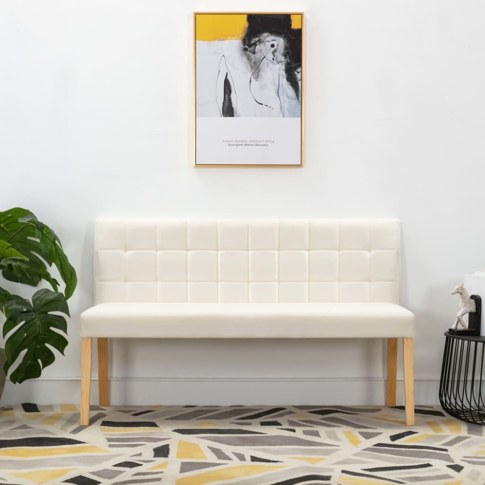 vidaXL Bancă, crem, 140 cm, catifea