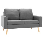 vidaXL Canapea cu 2 locuri, gri deschis, material textil vidaXL Canapea cu 2 locuri, gri deschis, material textil