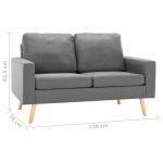 vidaXL Canapea cu 2 locuri, gri deschis, material textil vidaXL Canapea cu 2 locuri, gri deschis, material textil