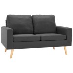 vidaXL Canapea cu 2 locuri, gri închis, material textil