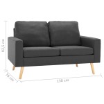 vidaXL Canapea cu 2 locuri, gri închis, material textil