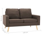 vidaXL Canapea cu 2 locuri, maro, material textil