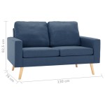 vidaXL Canapea cu 2 locuri, albastru, material textil vidaXL Canapea cu 2 locuri, albastru, material textil