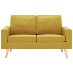 vidaXL Canapea cu 2 locuri, galben, material textil