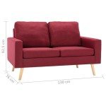 vidaXL Canapea cu 2 locuri, roșu vin, material textil