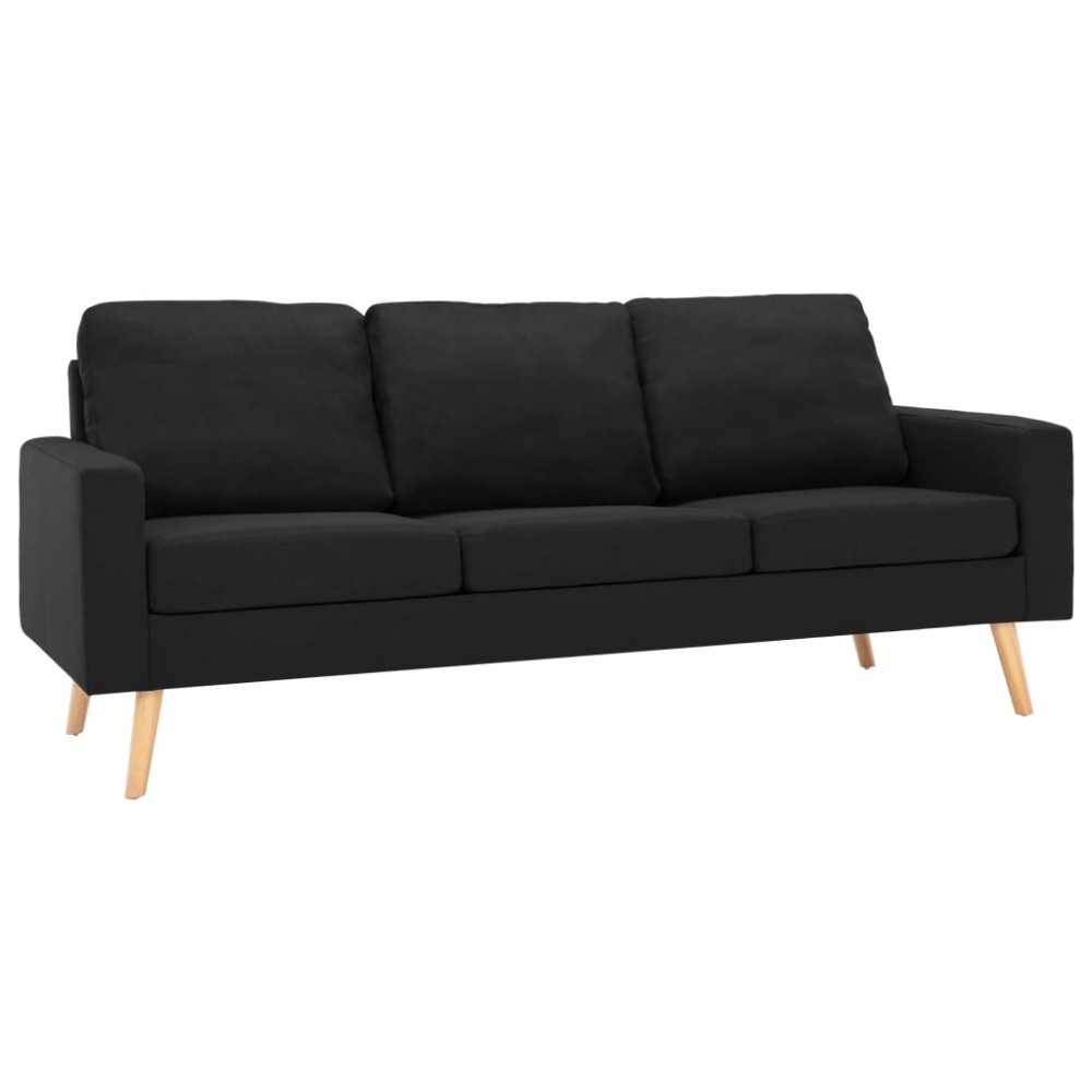 vidaXL Canapea cu 3 locuri, negru, material textil